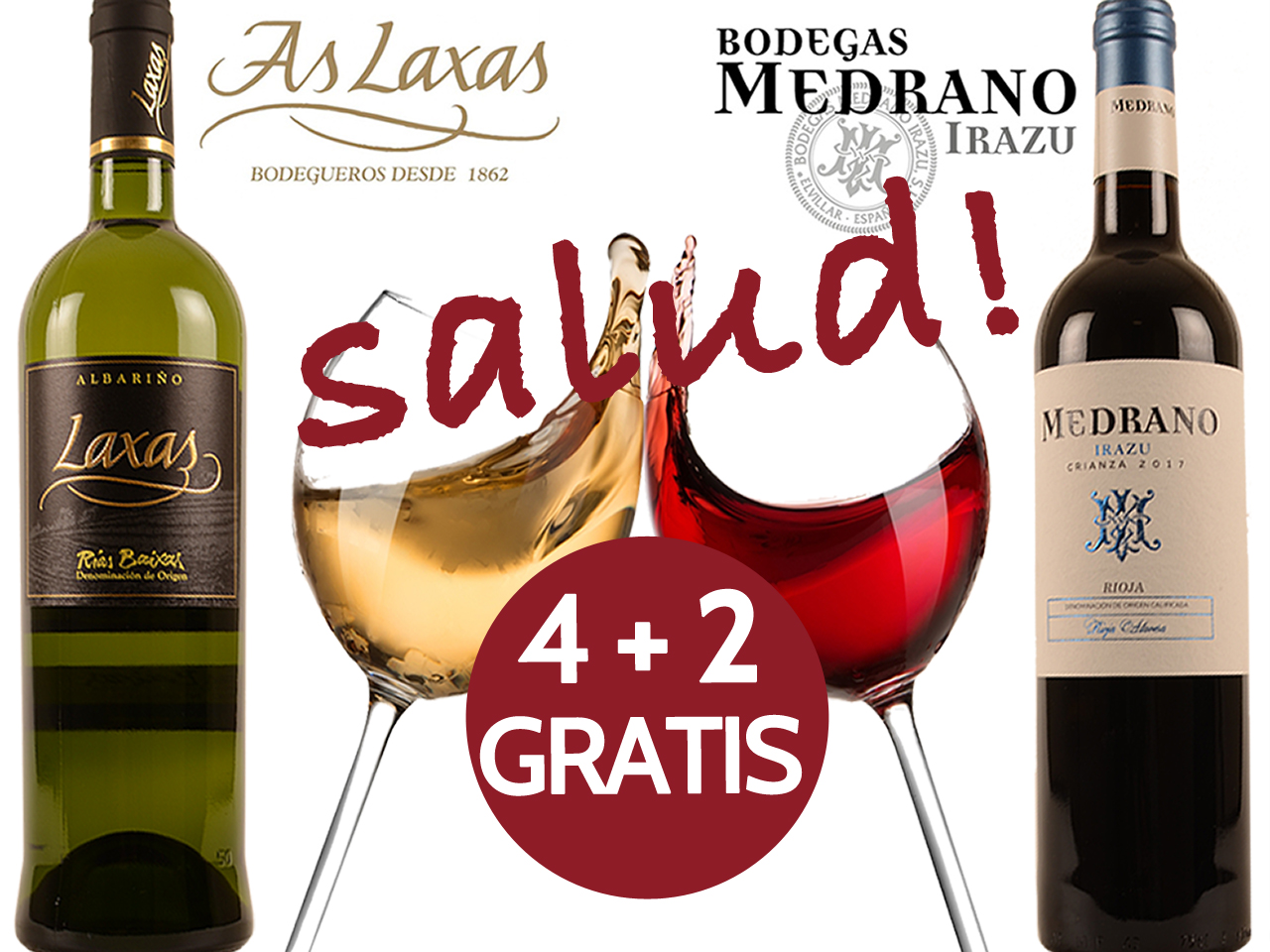 Promo 4+2 gratis Spaanse toppers beste As Laxas Albarino Rioja Crianza